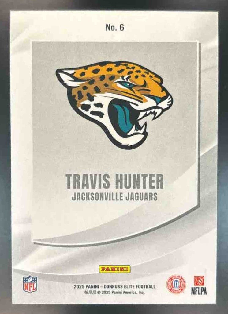 2025 Donruss Elite Travis Hunter Rookie Elitist Orange /199 #6 RC Jaguars - Sports Cards