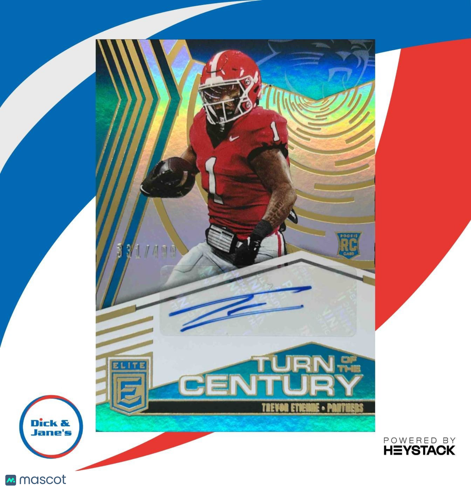 2025 Donruss Elite Trevor Etienne Turn of the Century Auto /499 Panthers - Sports Cards