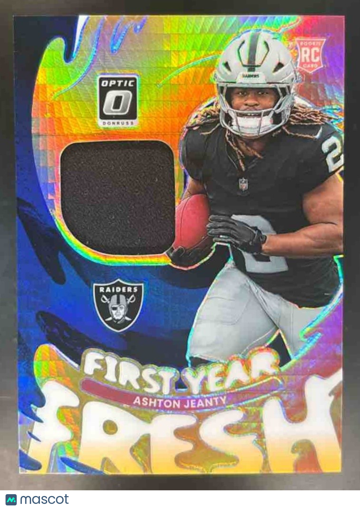 2025 Donruss Optic Ashton Jeanty First Year Fresh Blue Hyper MEM RC Raiders - Sports Cards