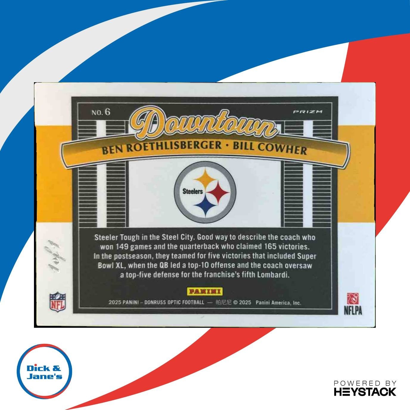 2025 Donruss Optic Bill Cowher Ben Roethlisberger