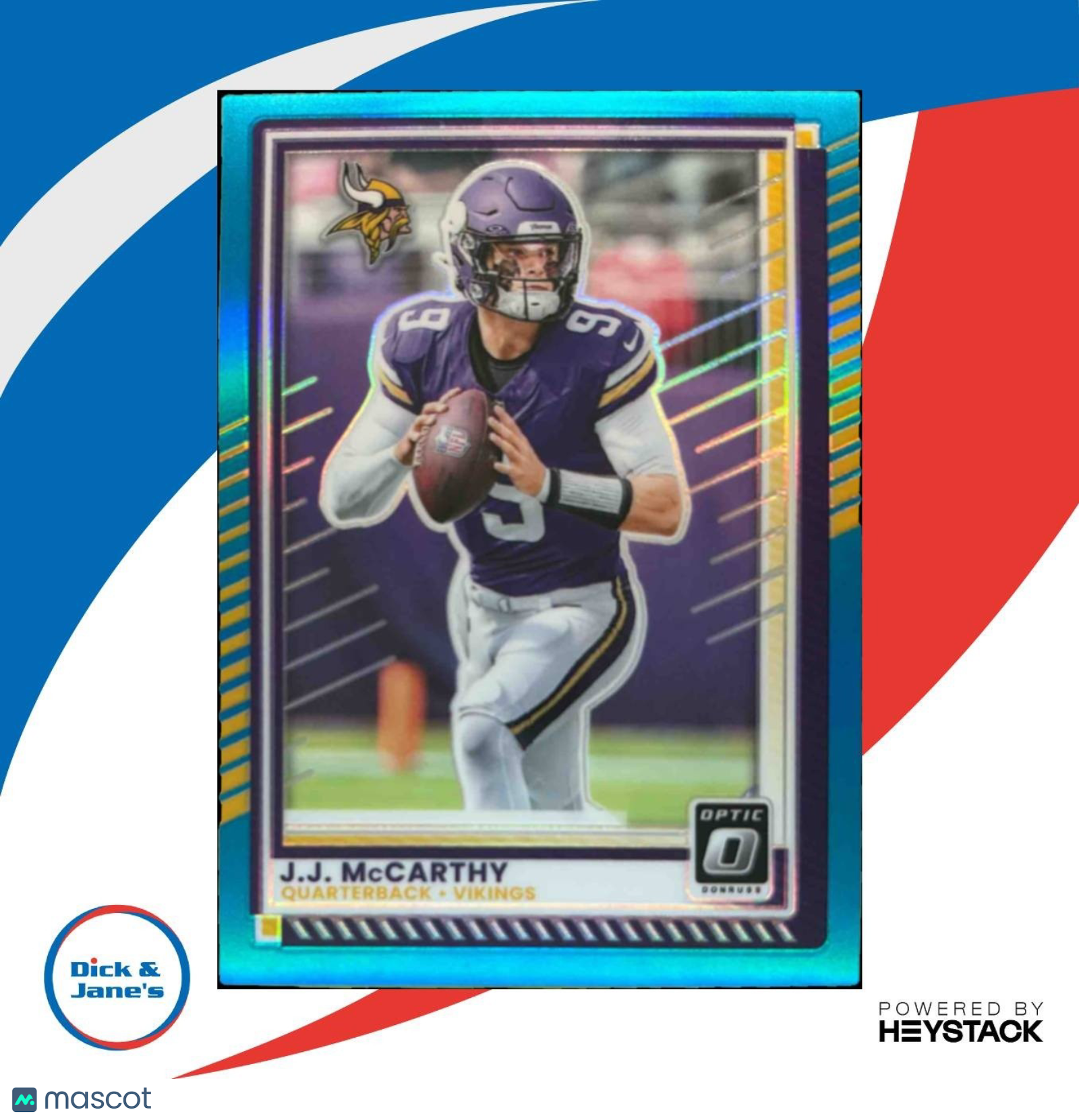 2025 Donruss Optic J.J. McCarthy Aqua /299 Minnesota Vikings - Sports Cards