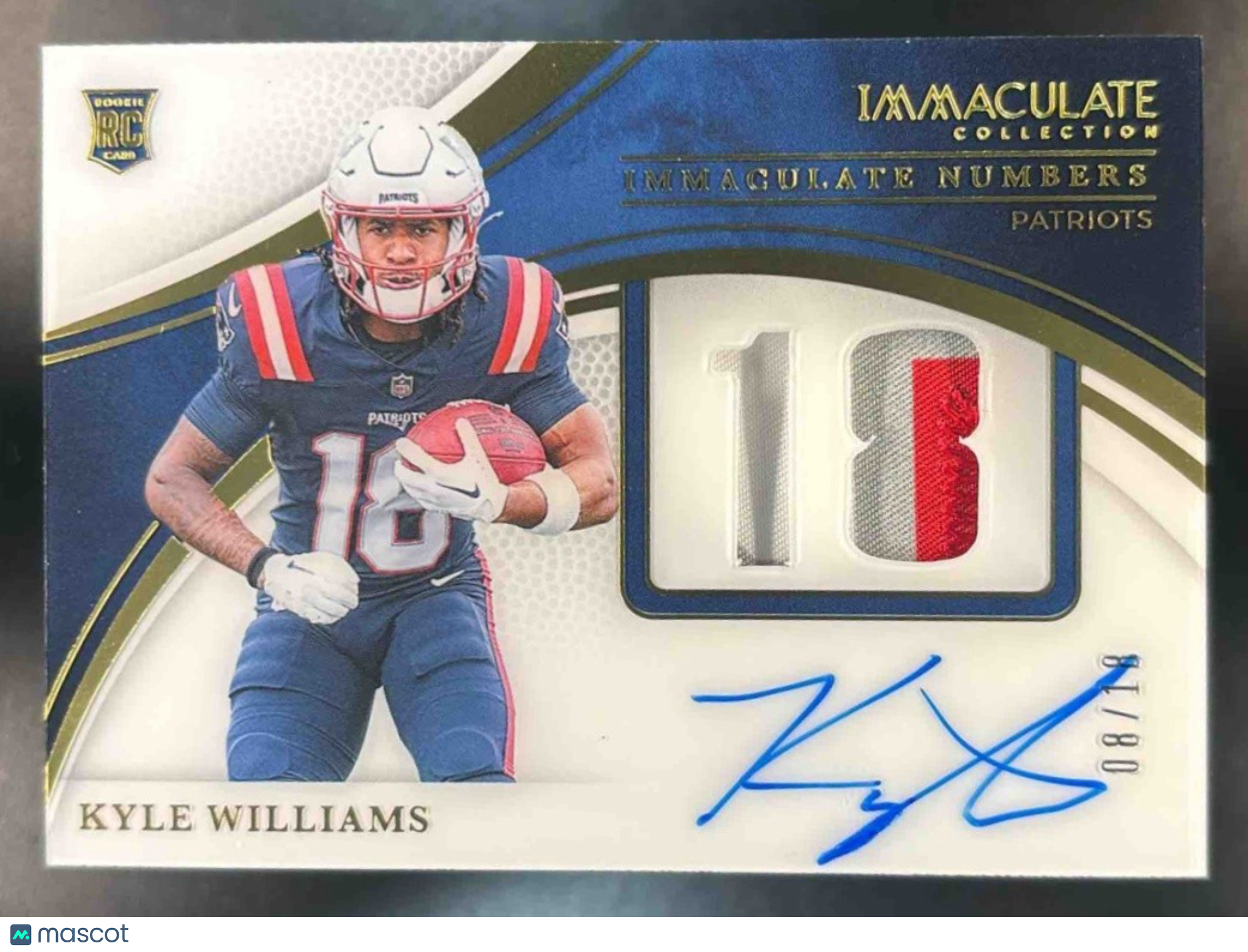 2025 Immaculate Collection Kyle William Number Rookie Patch Auto /18 RC Patriots - Sports Cards