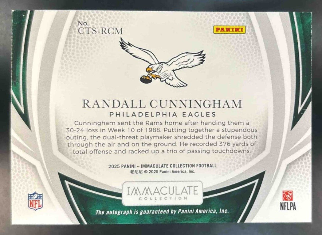 2025 Immaculate Collection Randall Cunningham Clutch Time Signatures /99 Auto - Sports Cards