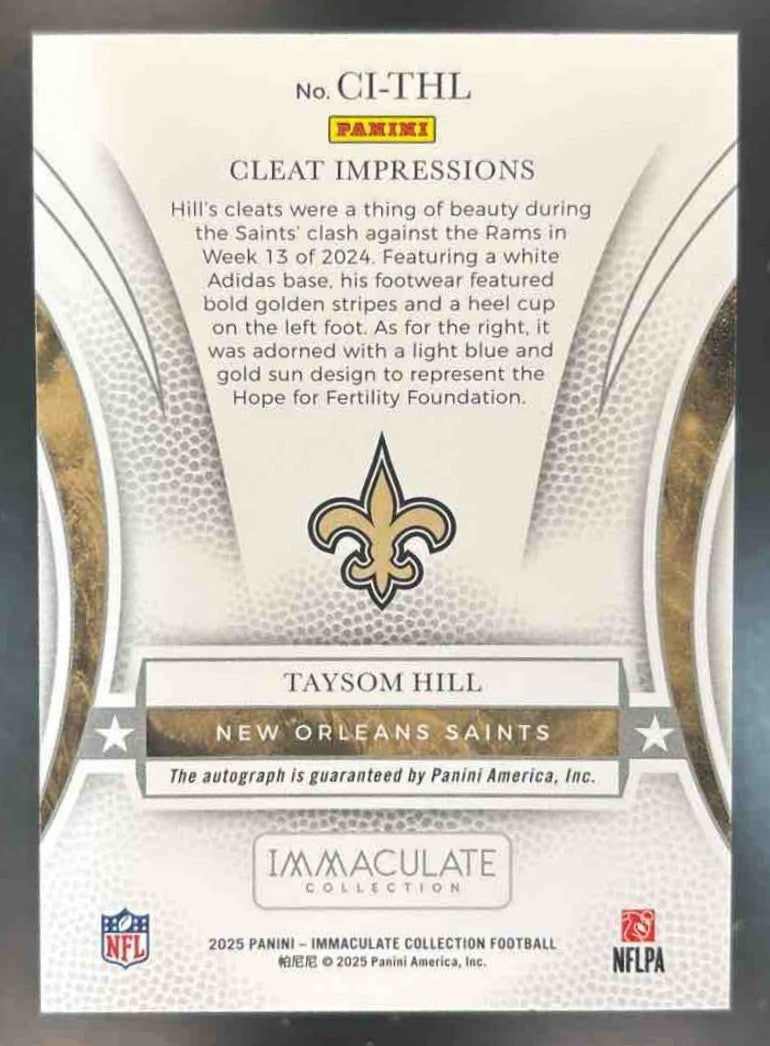2025 Immaculate Collection Taysom Hill Cleat Impressions Auto /25 MEM Saints - Sports Cards