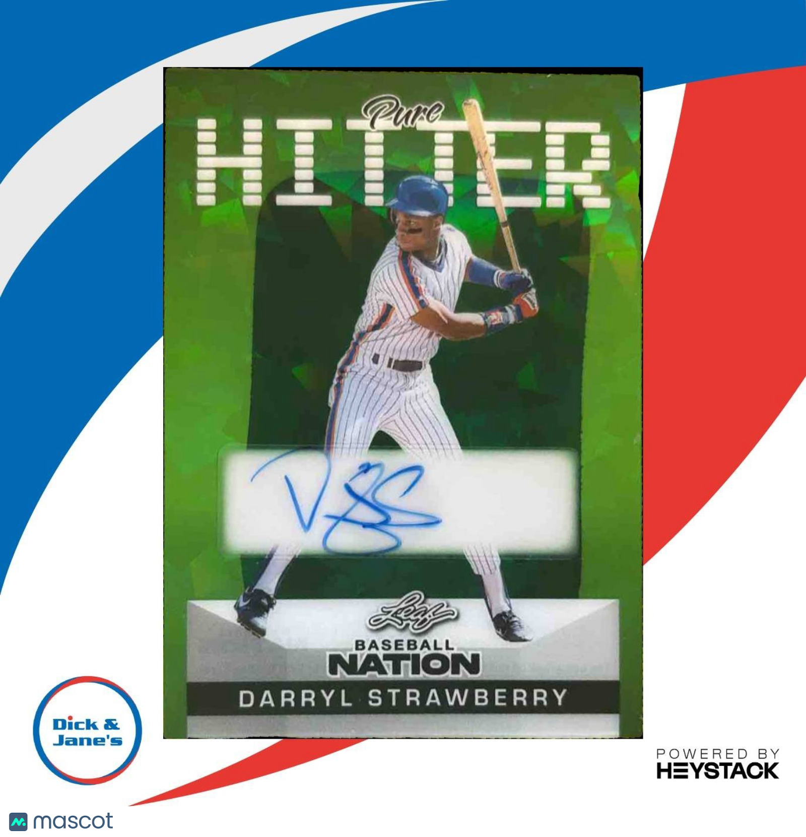 2025 Leaf Baseball Nation Darryl Strawberry Pure Hitter Auto Green /5 - Sports Cards
