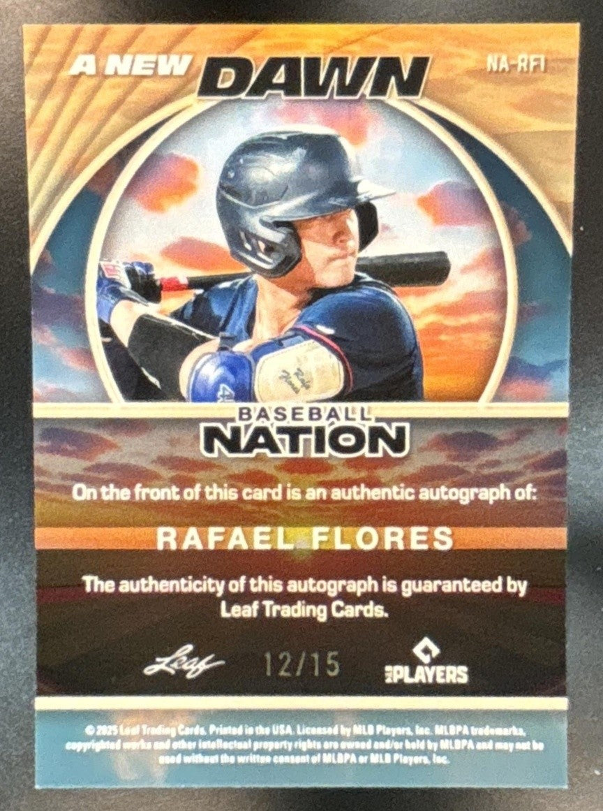2025 Leaf Baseball Nation Rafael Flores New Dawn Auto Silver /15 #NA-RF1 - Sports Cards