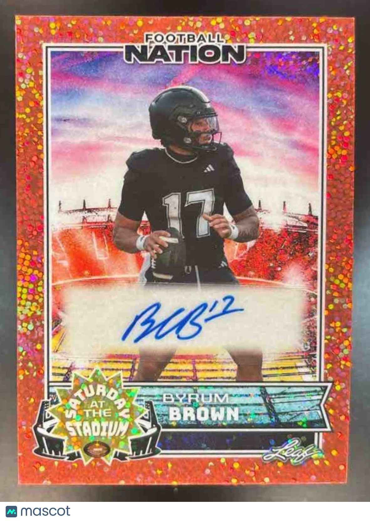 2025 Leaf Football Nation Byrum Brown Saturday at the Stadium Auto /4 #SA-BB1 - Sports Cards