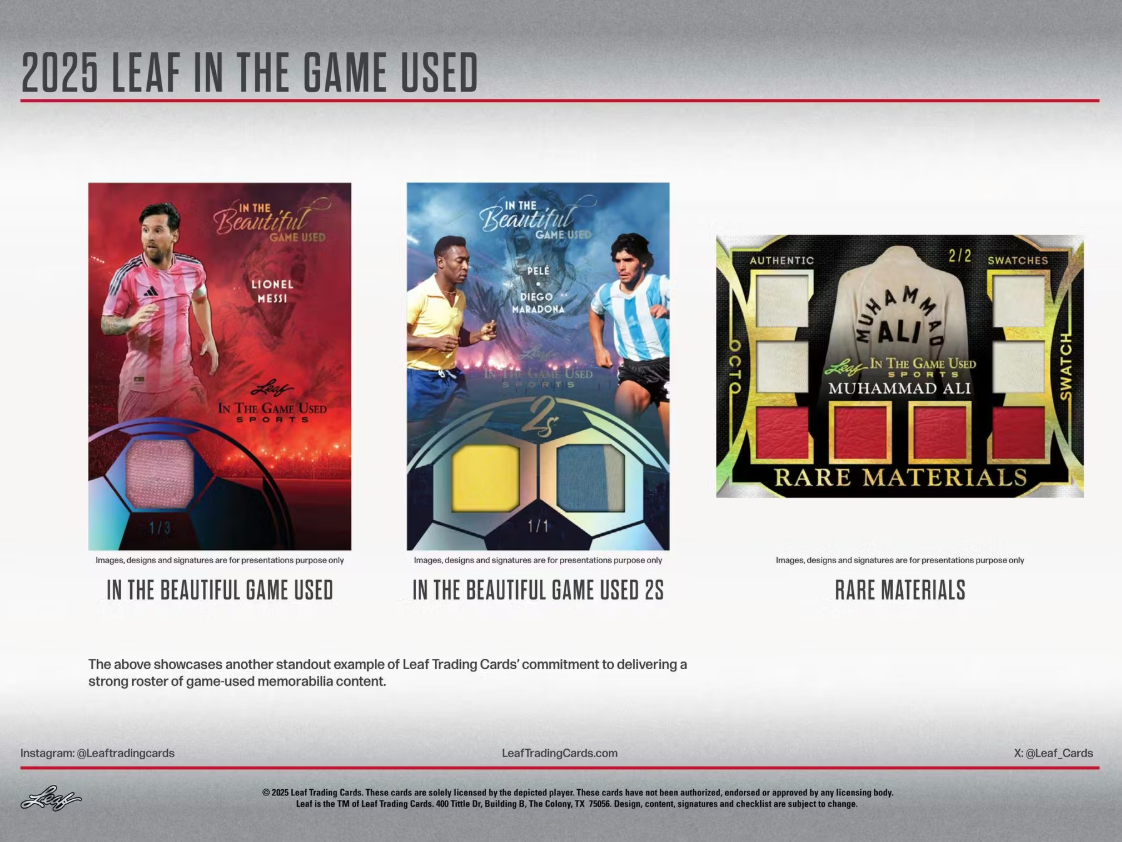 2025 Leaf In The Game Used Hobby Box (5 Premium Hits) - Hobby Box