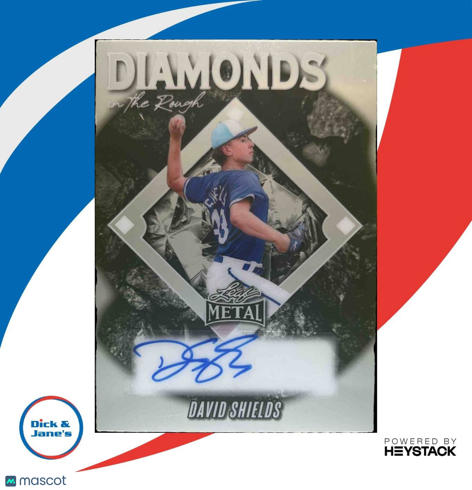 2025 Leaf Metal David Shields Diamond in the Rough Auto Silver /49 - Sports Cards