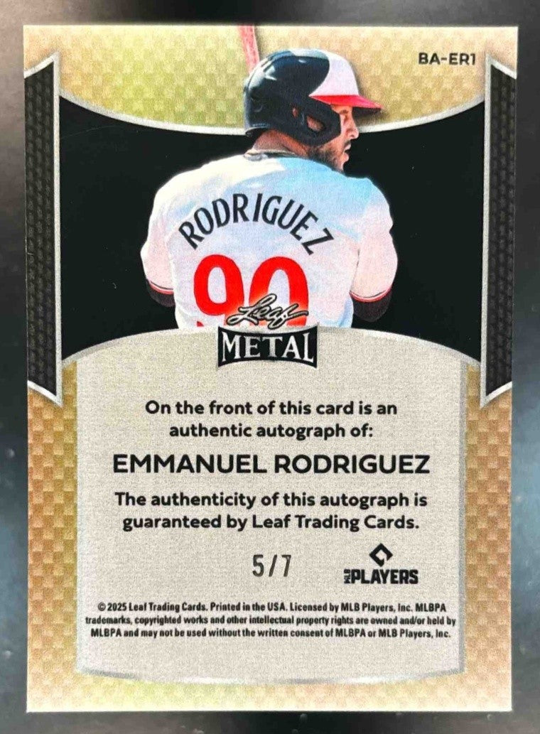 2025 Leaf Metal Emmanuel Rodriguez Auto Green 5/7 #BA-ER1 - Sports Cards
