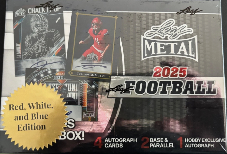 2025 Leaf Metal Football Hobby Box (4 + 1 Hobby Auto)(RED/WHITE/BLUE EDITION!) - NFL Hobby Box