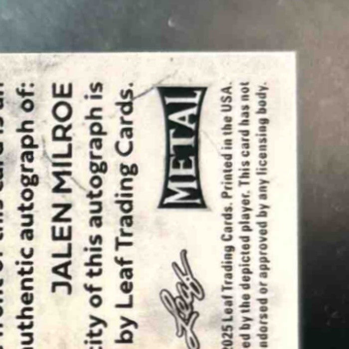 2025 Leaf Metal Jalen Milroe Chalk it Up Sparkle Silver Auto /10 #CU-JM1 Auto - Sports Cards