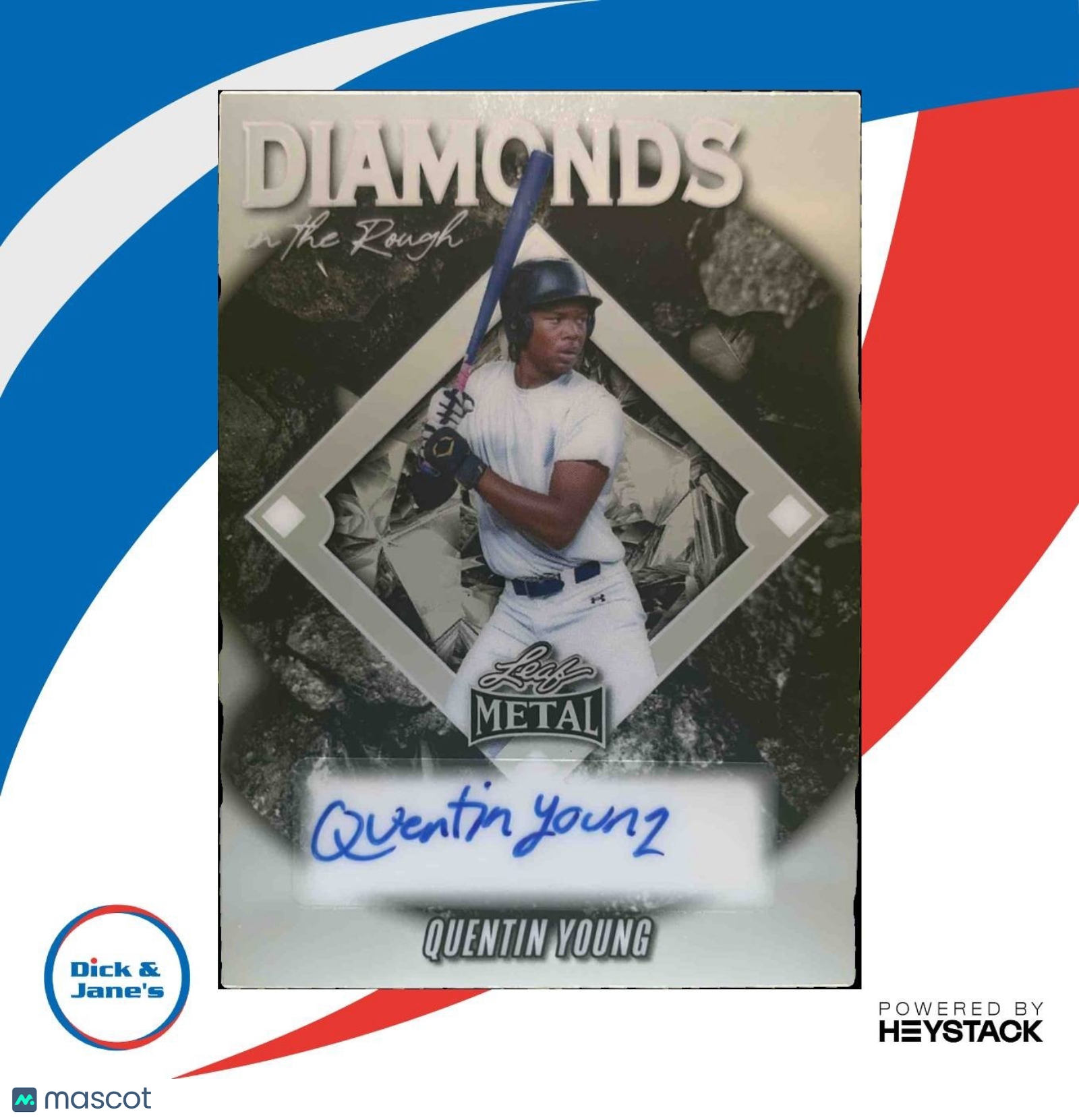 2025 Leaf Metal Quentin Young Diamond in the Rough Auto Silver /49 #DR-QY1 - Sports Cards