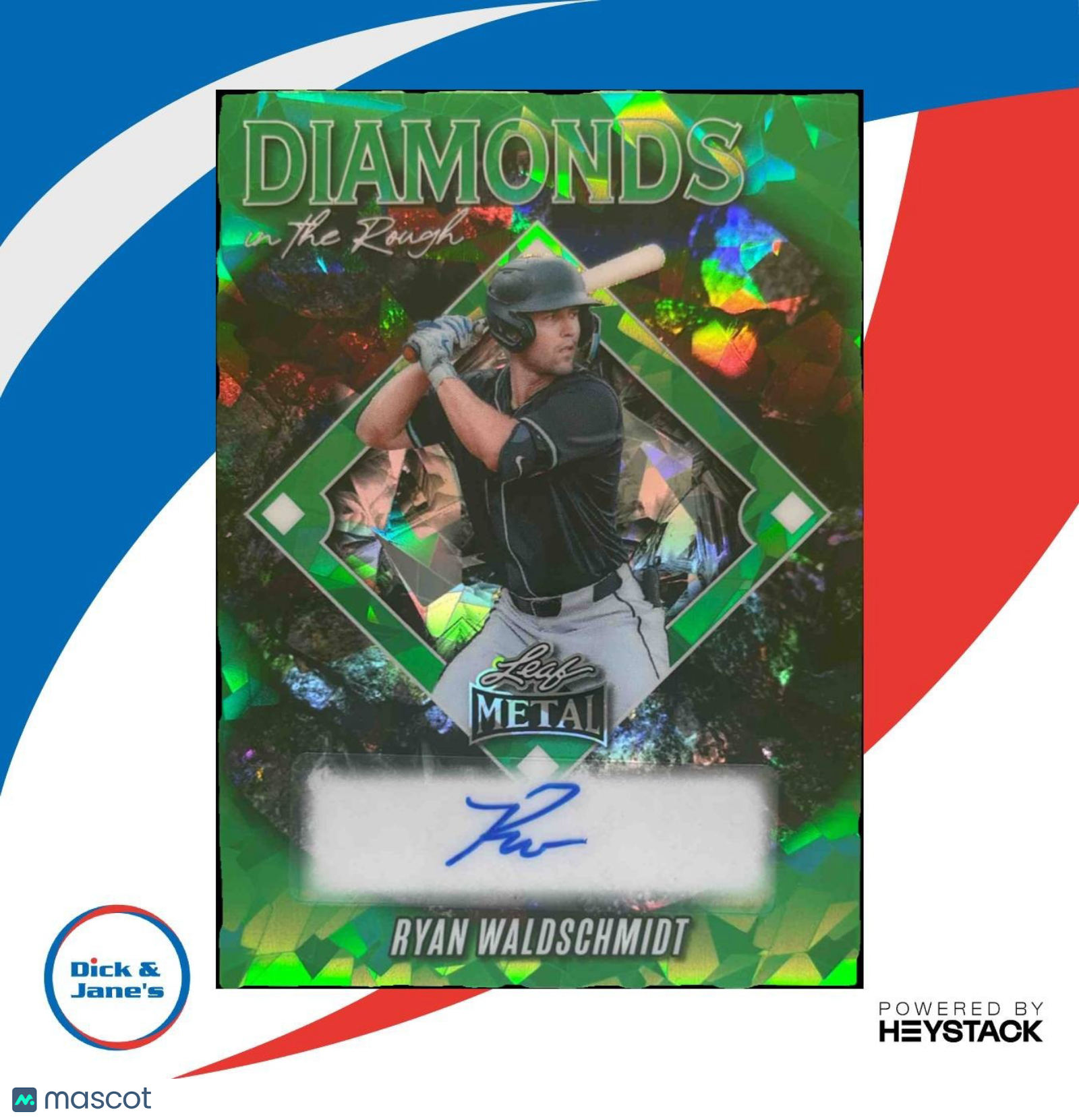 2025 Leaf Metal Ryan Waldschmidt Diamond in the Rough Auto Crystal Green 6/6 - Sports Cards
