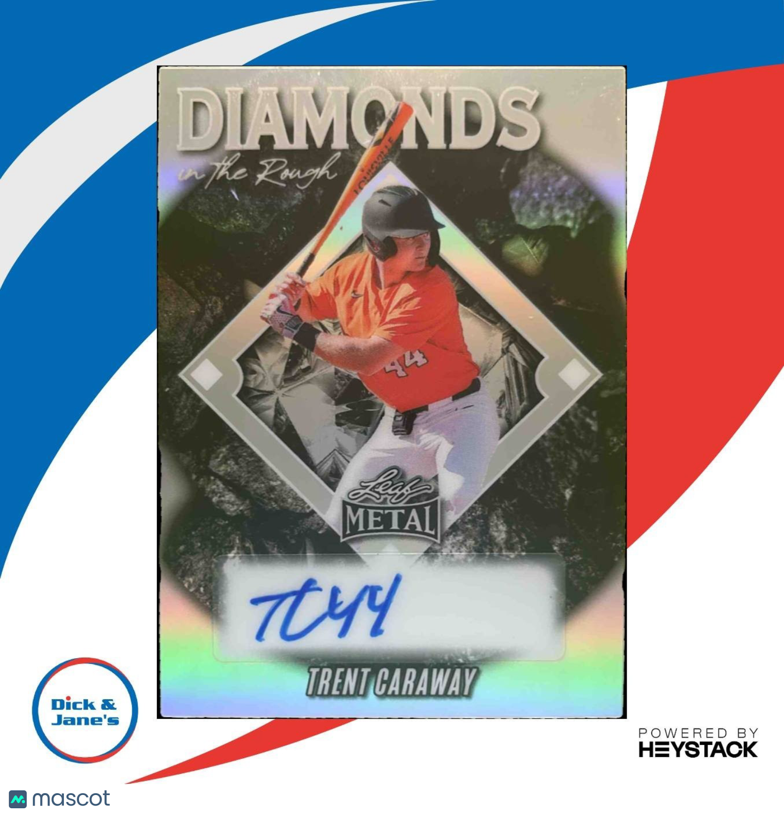 2025 Leaf Metal Trent Caraway Diamond in the Rough Auto Prismatic Silver /35 - Sports Cards
