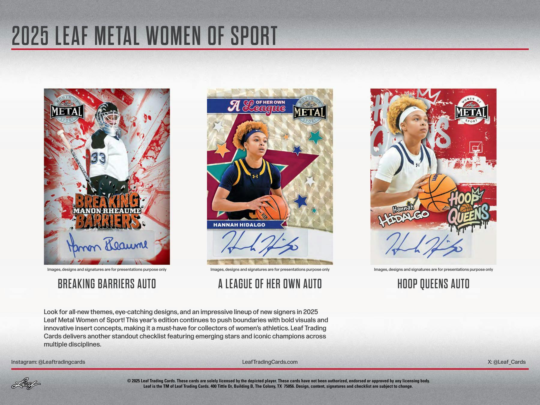 2025 Leaf Metal Women of Sport Hobby Box (4 Autos) - NFL Hobby Box