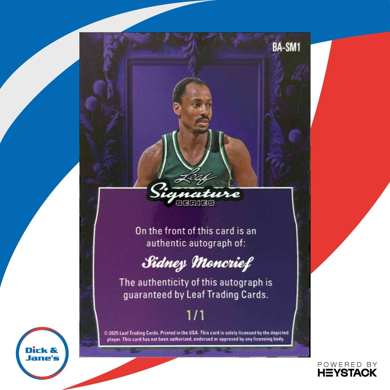 2025 Leaf Signature Series Sidney Moncrief Auto Lava Silver 1/1 #BA-SM1 - Sports Cards