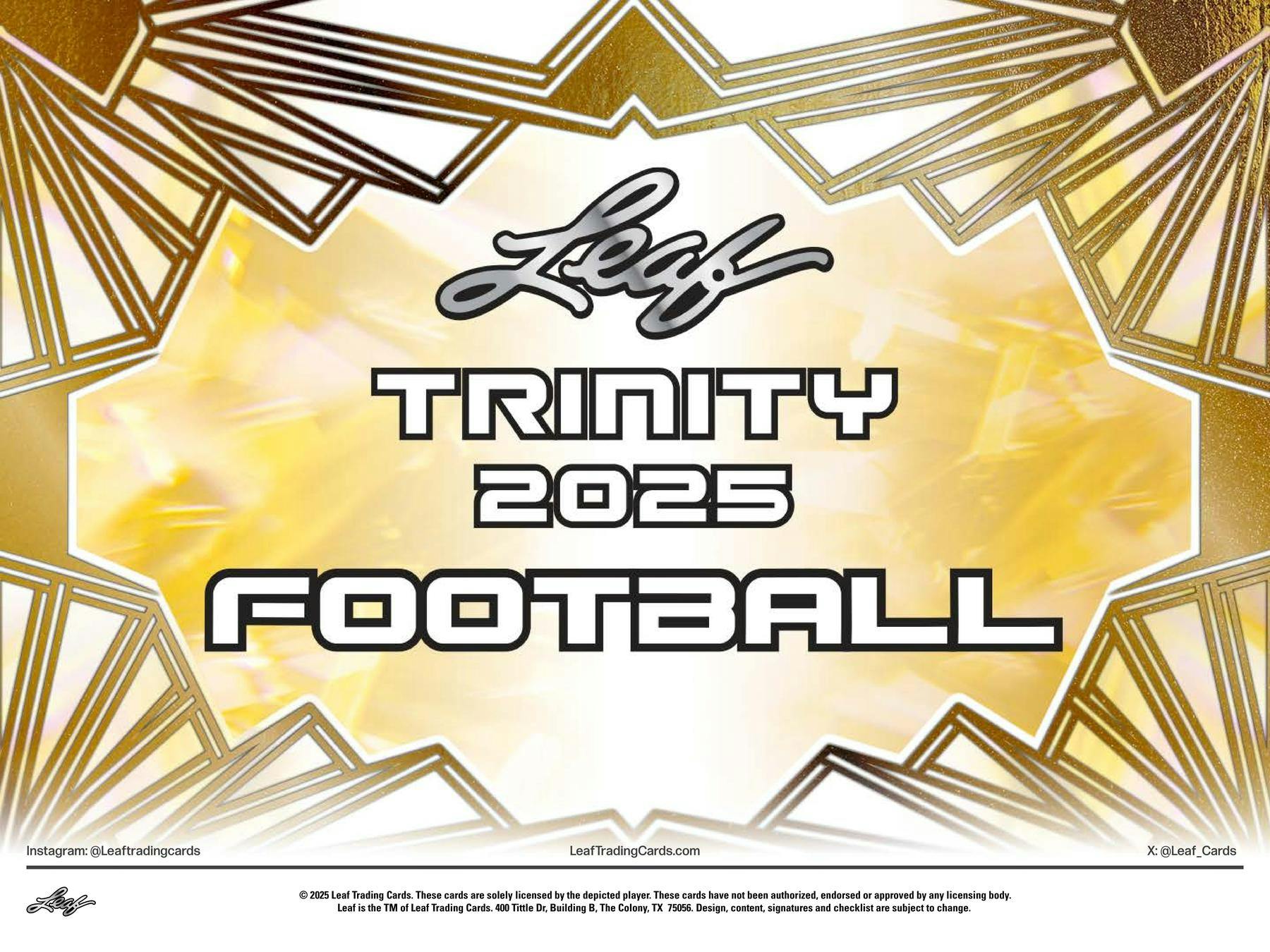 2025 Leaf Trinity Football Hobby Jumbo Box (9 Cards + Trinity Multi Sport) - NFL Hobby Box