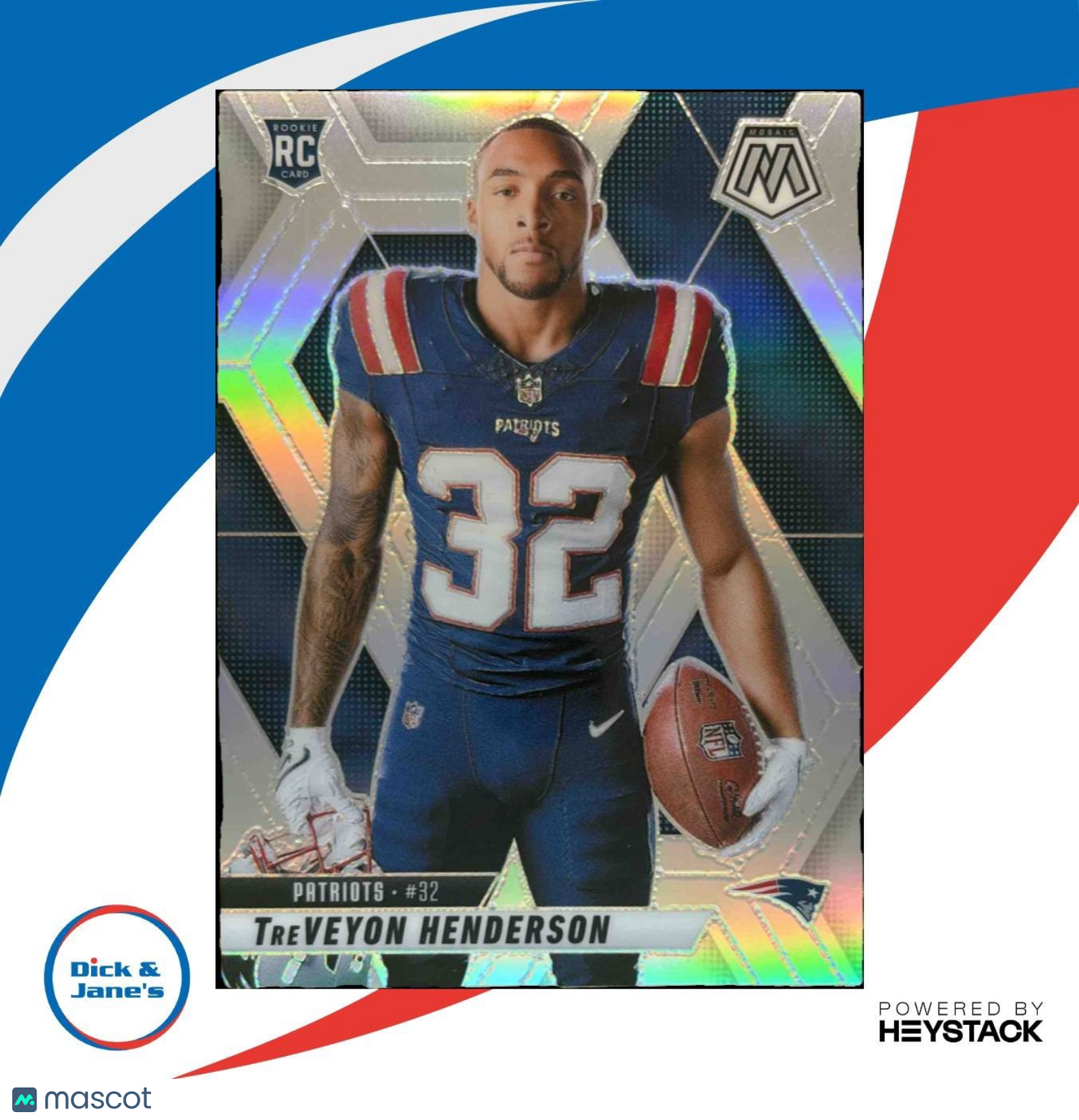 2025 Mosaic TreVeyon Henderson Rookie Variation Silver #278 RC Patriots - Sports Cards