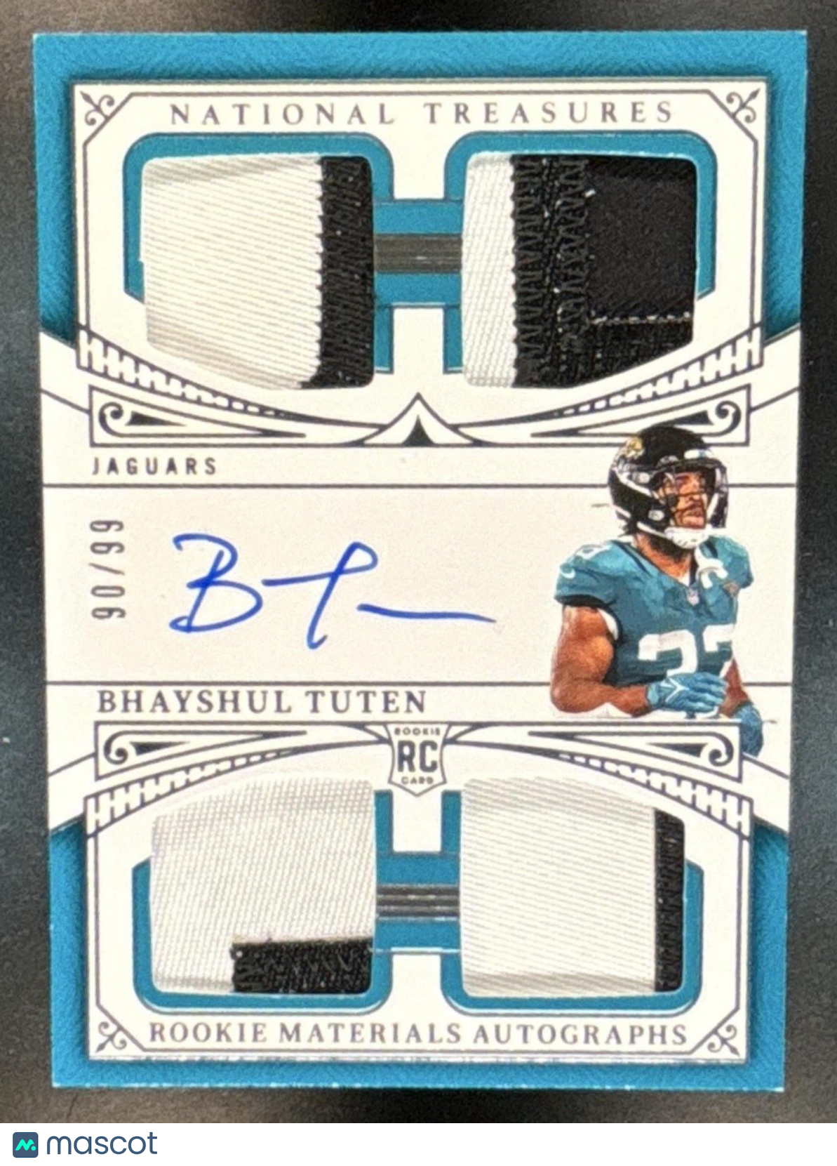 2025 National Treasures Bhayshul Tuten Quad Patch Auto /99 MEM RC Jaguars - Sports Cards