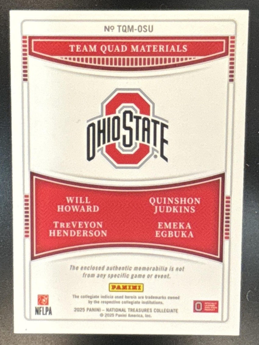 2025 National Treasures College Quad Patch Howard Judkins Egbuka Henderson /99 - Sports Cards