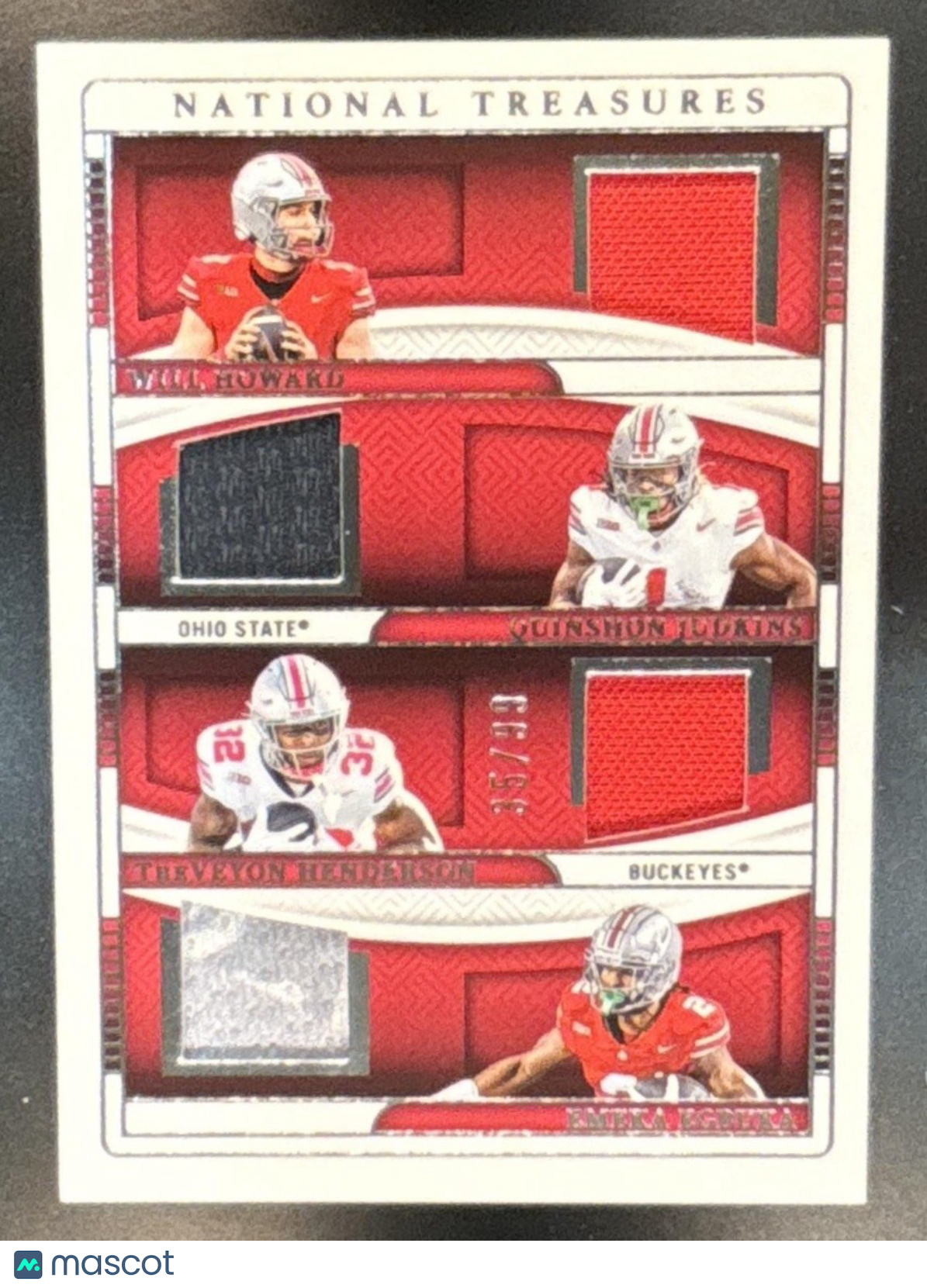 2025 National Treasures College Quad Patch Howard Judkins Egbuka Henderson /99 - Sports Cards