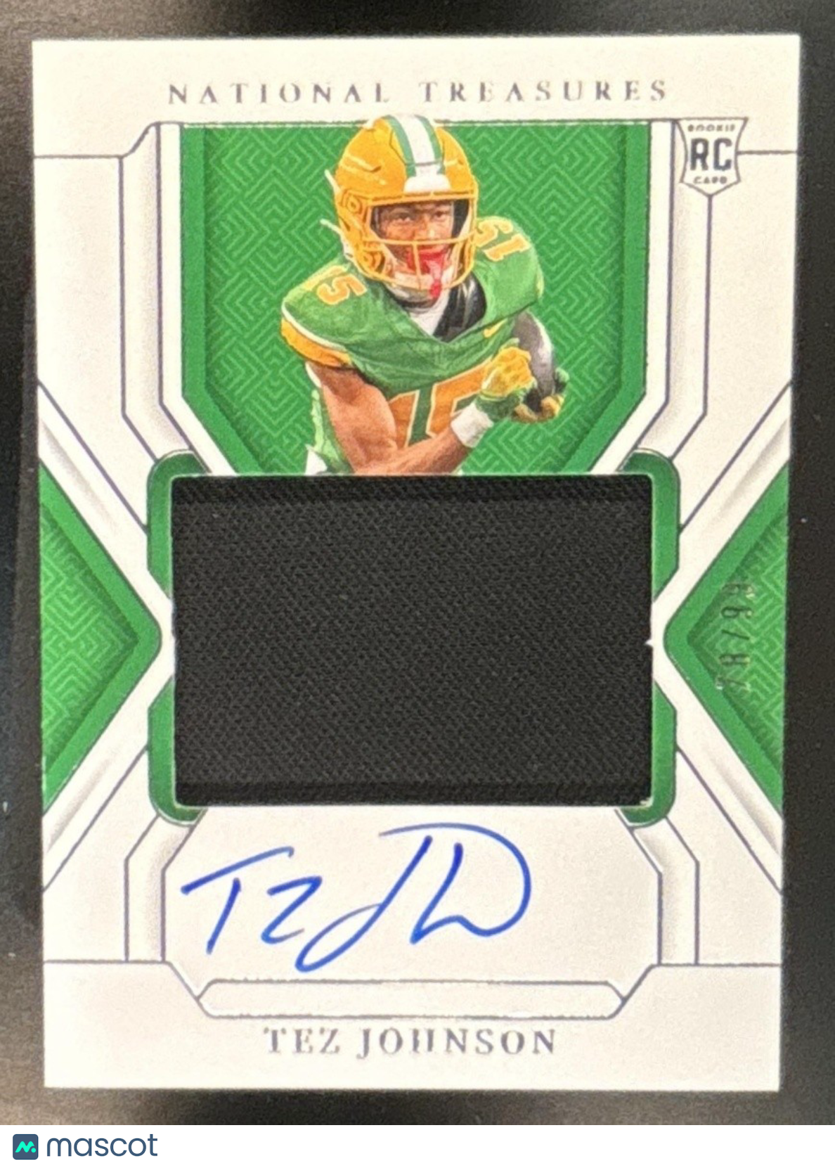 2025 National Treasures Collegiate Tez Johnson College Patch Auto /99 #78 Ducks - Sports Cards