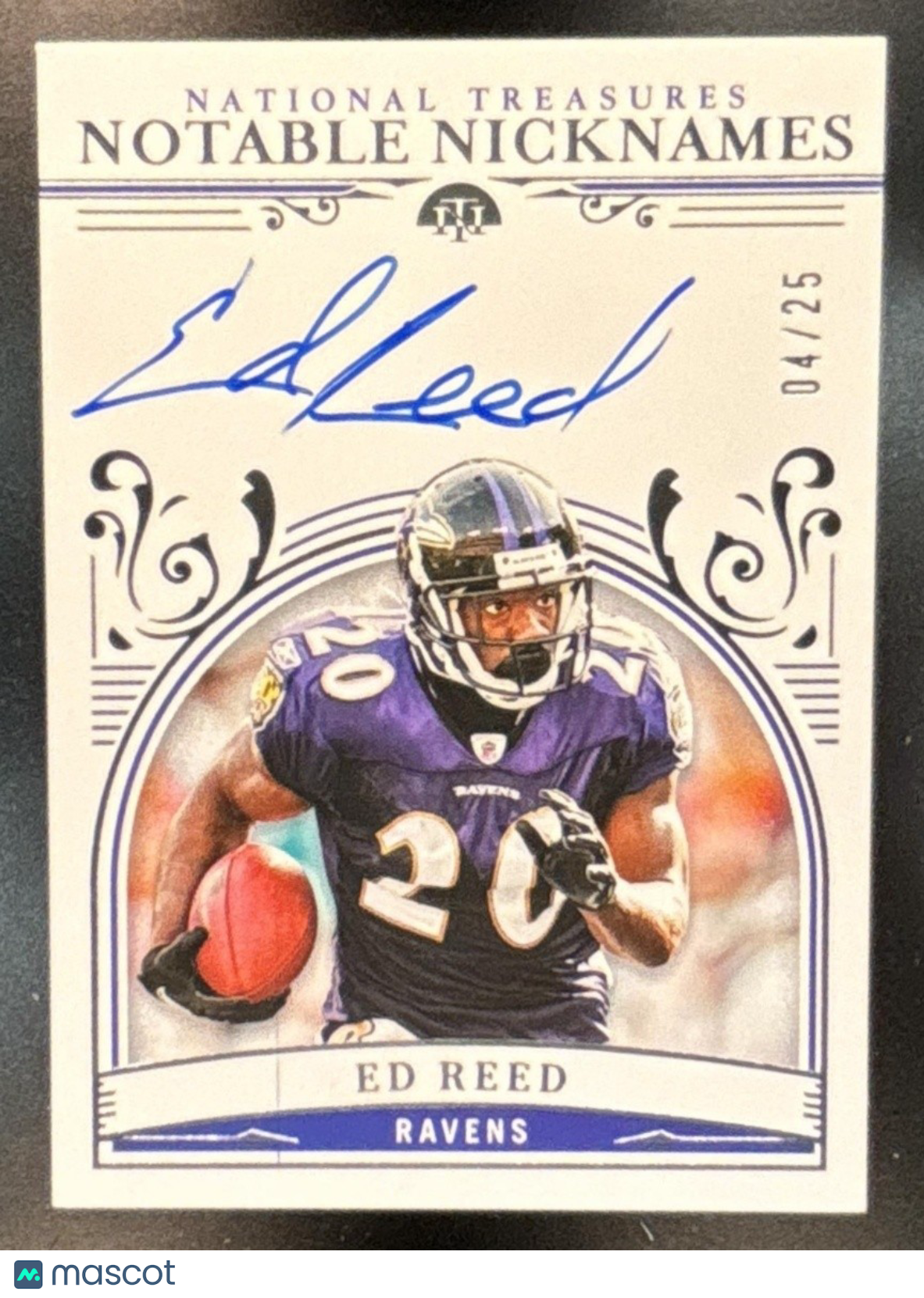 2025 National Treasures Ed Reed Notable Nicknames Auto /25 Baltimore Ravens - Sports Cards
