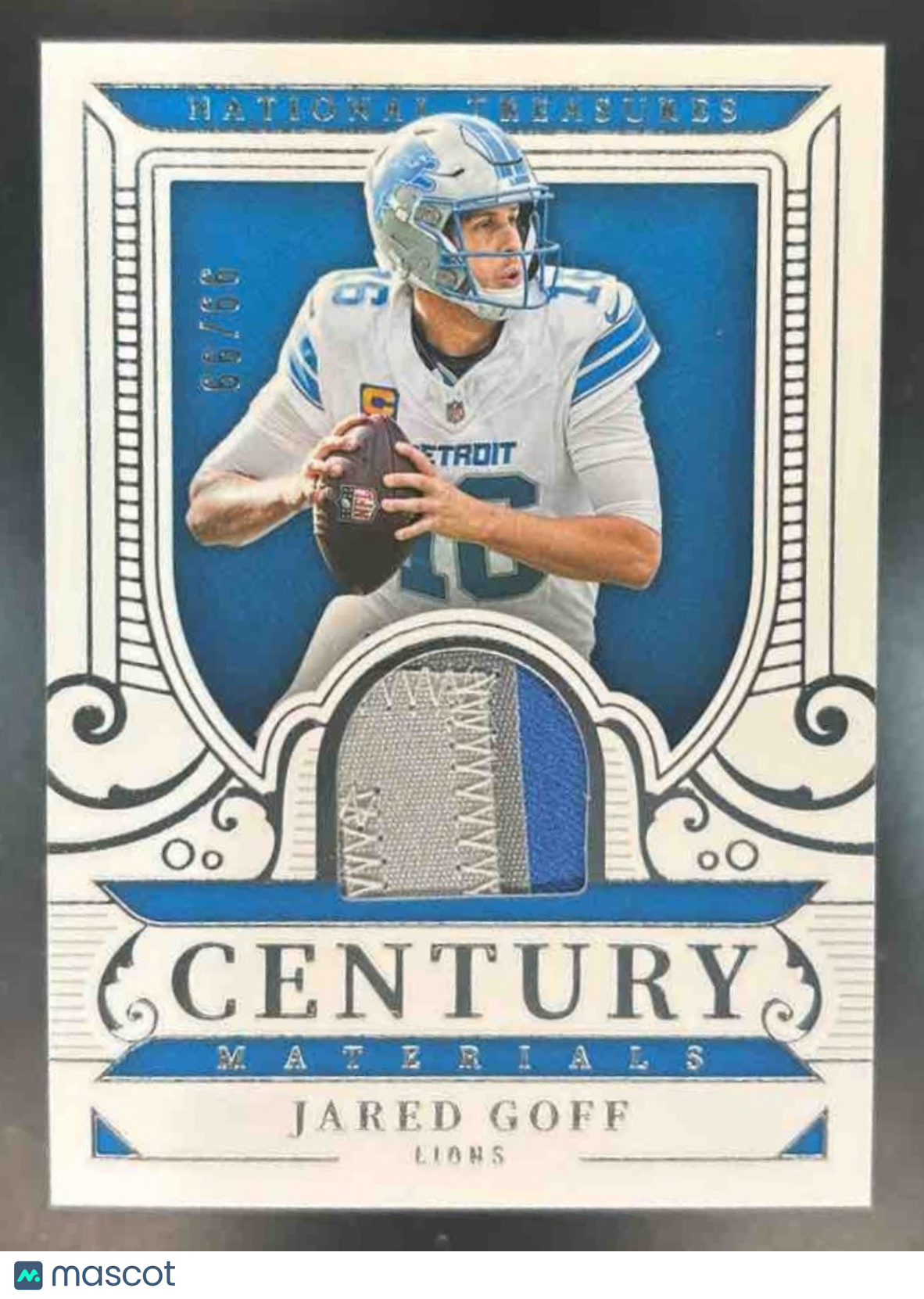 2025 National Treasures Jared Goff Century Materials 99/99 MEM Detroit Lions - Sports Cards