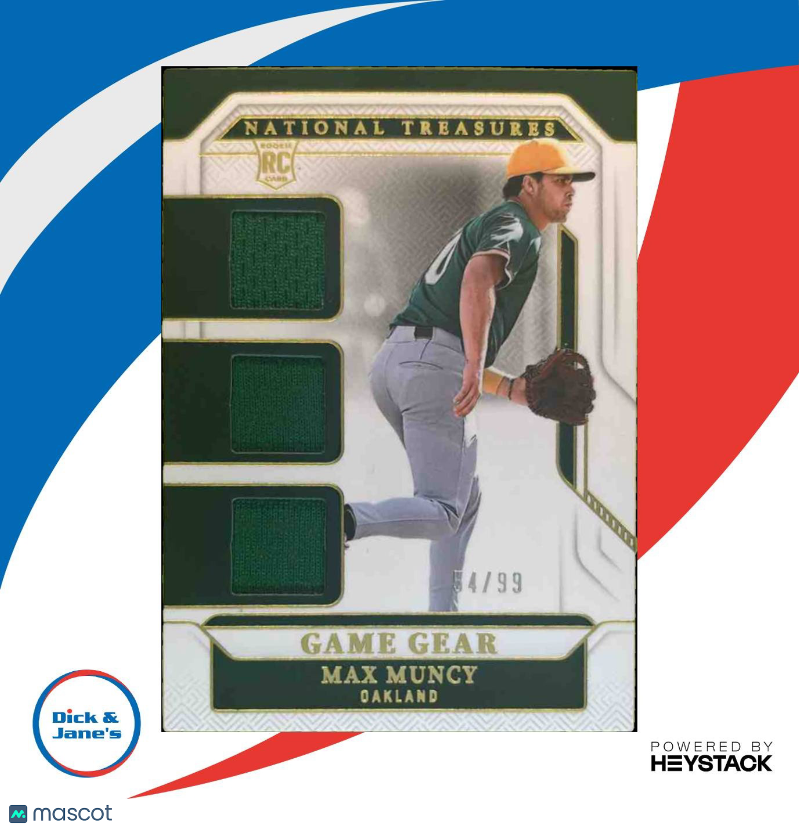 2025 National Treasures Max Muncy Game Gear Swatches Trio 54/99 #48 Oakland A’s - Sports Cards