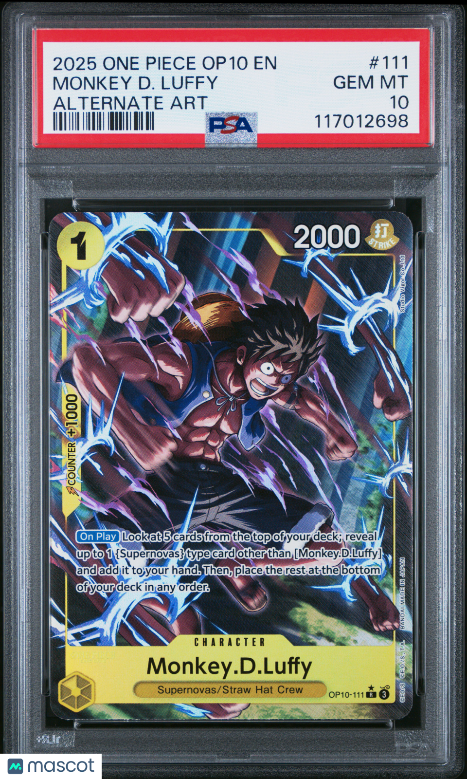 2025 One Piece Op10 Royal Blood Monkey D. Luffy #111 Alternate Art PSA 10 Graded TCG/CCG