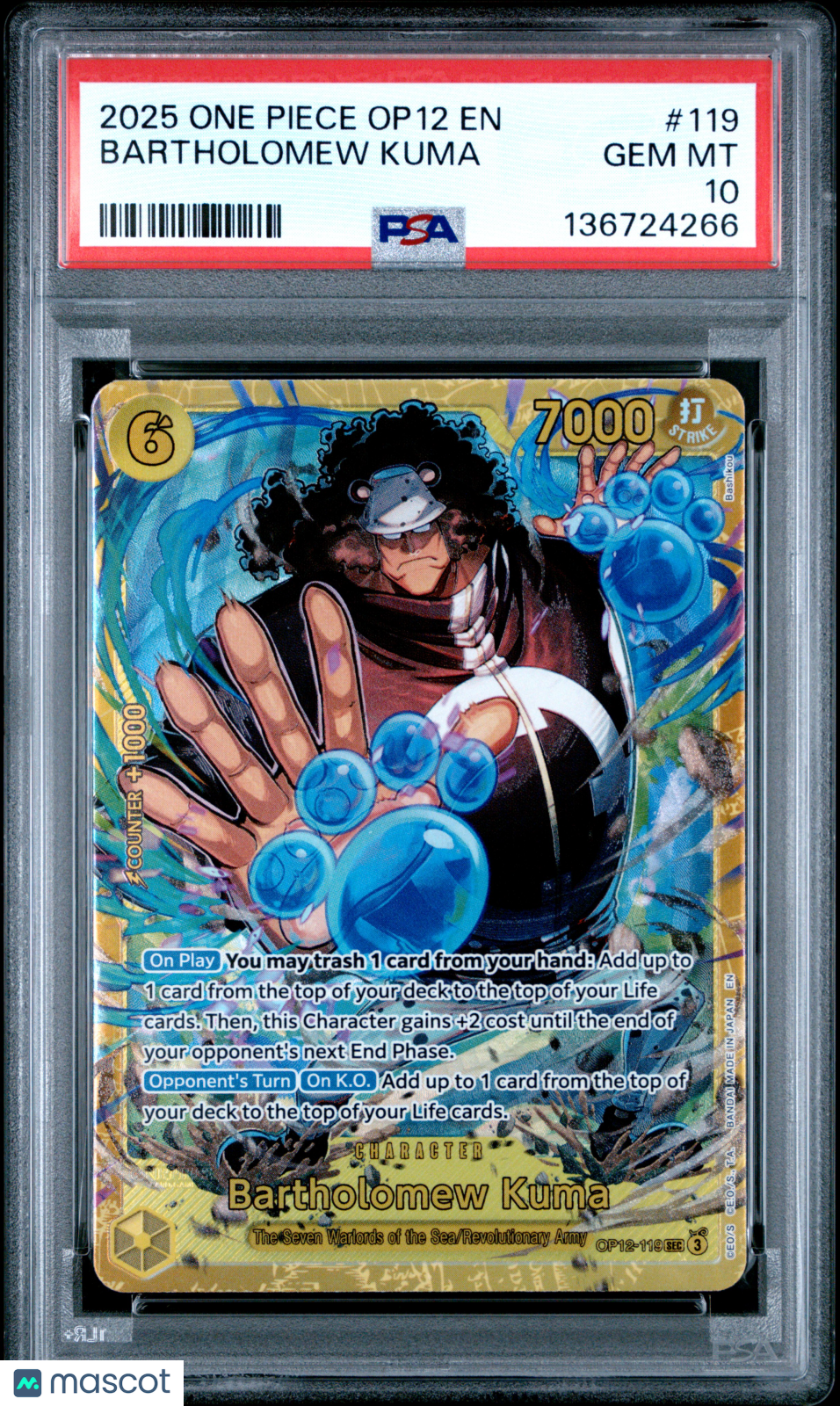 2025 One Piece OP12-Legacy Of The Master Bartholomew Kuma #119 PSA 10 GEM MINT - Graded TCG/CCG