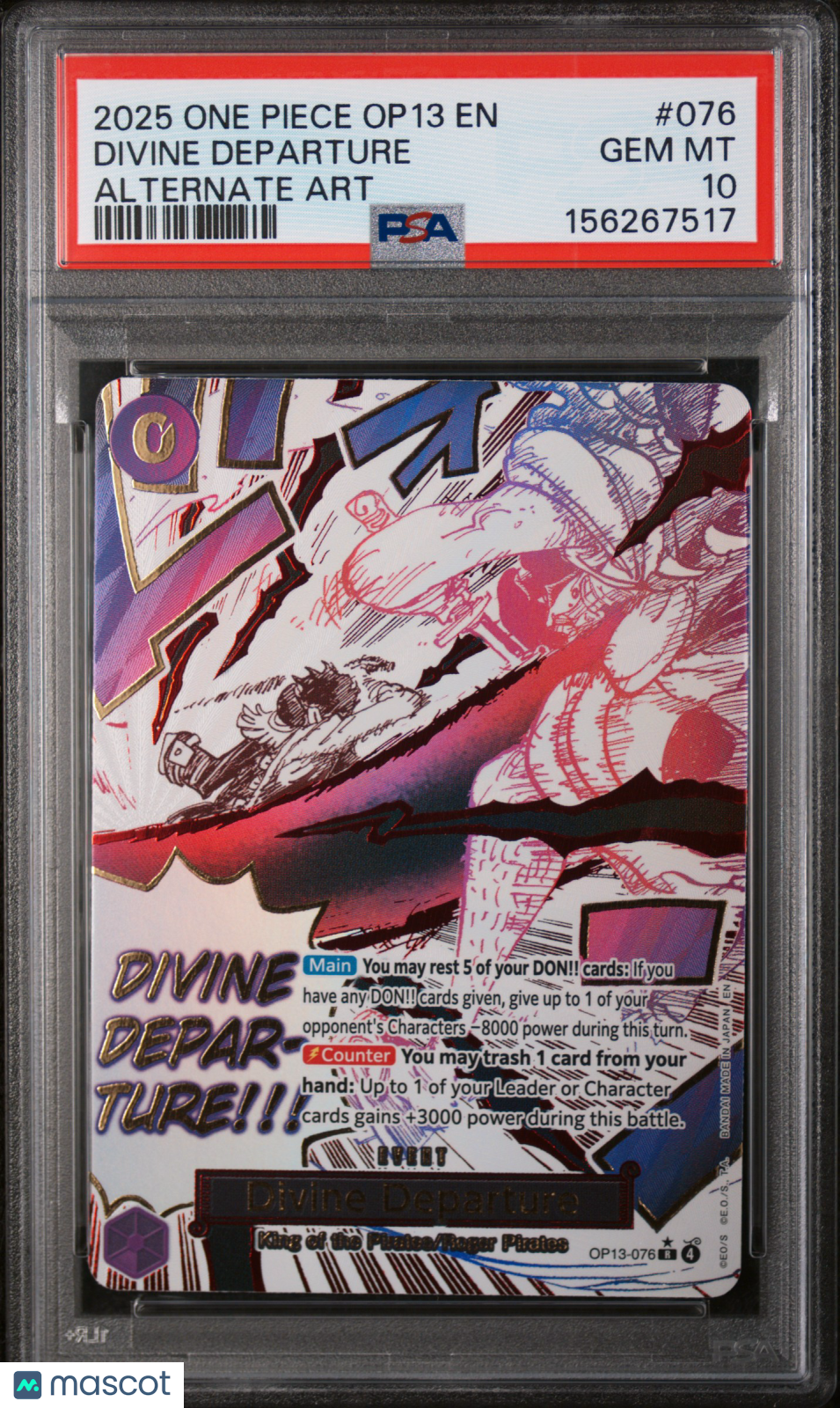 2025 One Piece OP13-Carrying On His Will Divine Departure Alt Art PSA 10 - Graded TCG/CCG