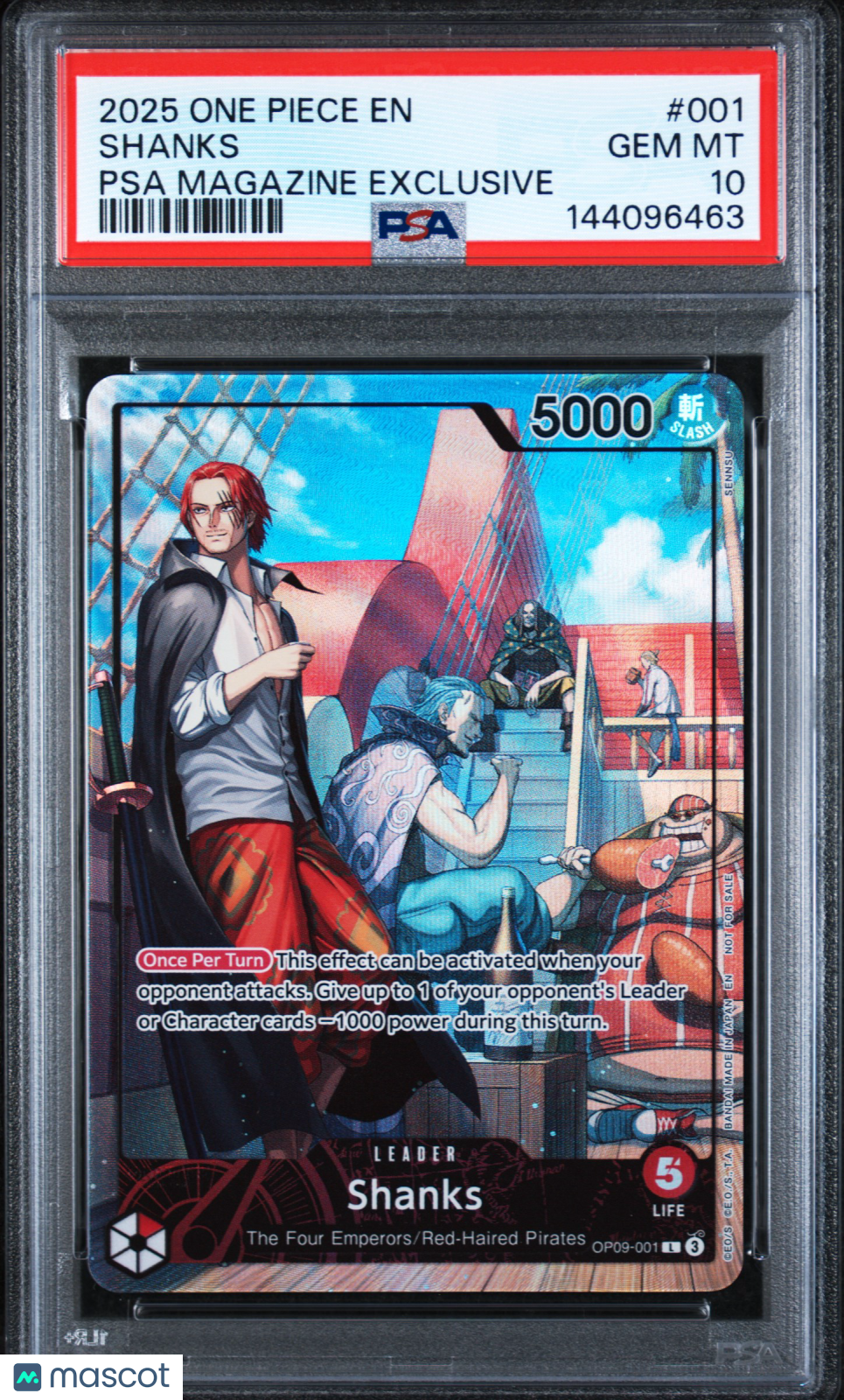 2025 One Piece Promos Shanks #001 PSA Magazine Exclusive PSA 10 GEM MINT - Graded TCG/CCG