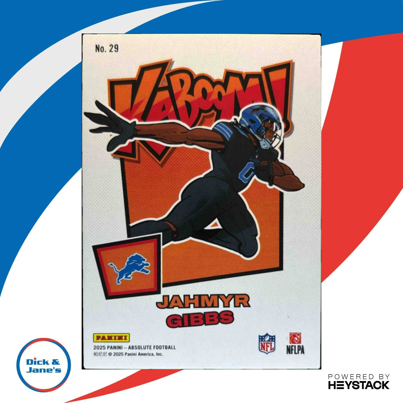 2025 Panini Absolute Jahmyr Gibbs Kaboom - Horizontal #29 Detroit Lions - Sports Cards