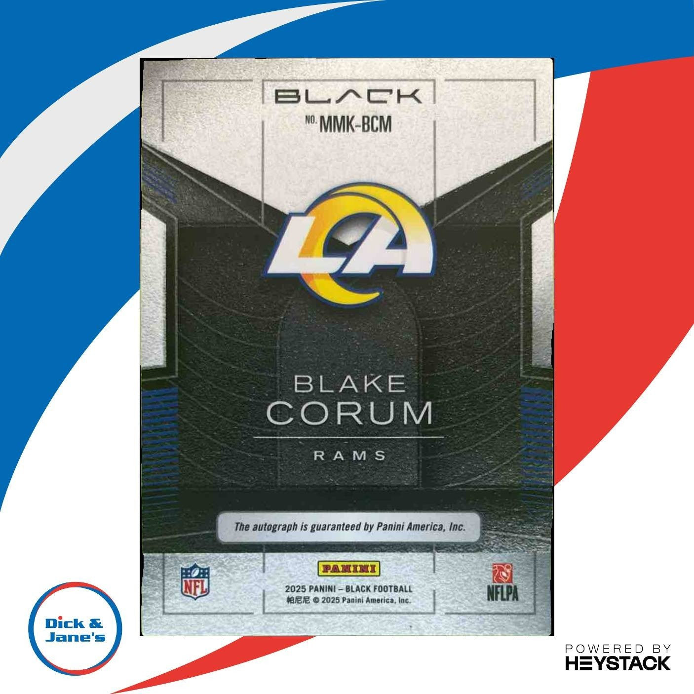 2025 Panini Black Blake Corum Metallic Marks Auto /265 #MMK-BCM Los Angeles Rams - Sports Cards