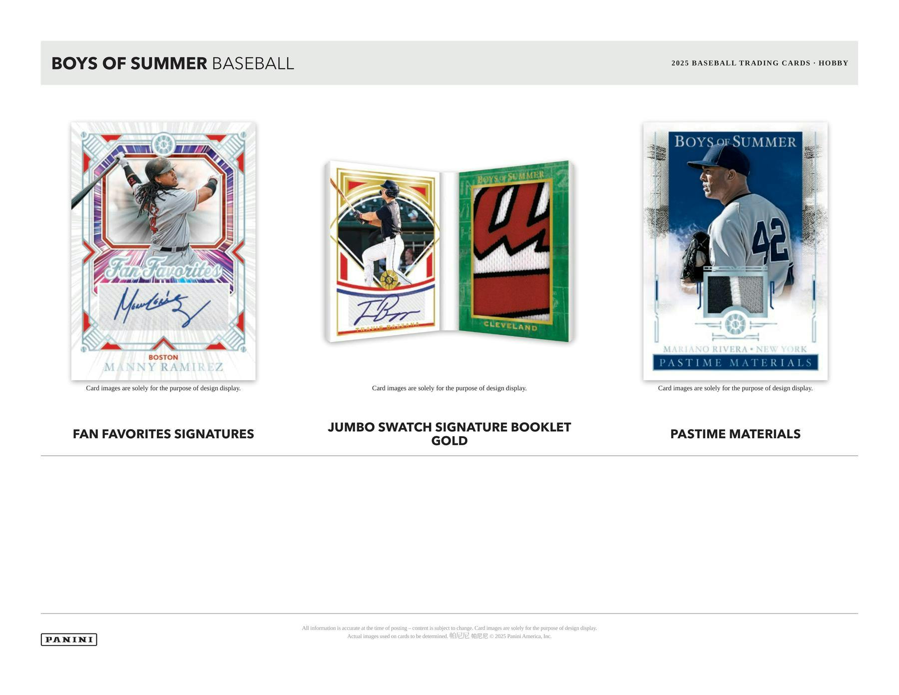 2025 Panini Boys of Summer Baseball Hobby Box (3 Auto / 1 Mem) Collectible Trading Cards
