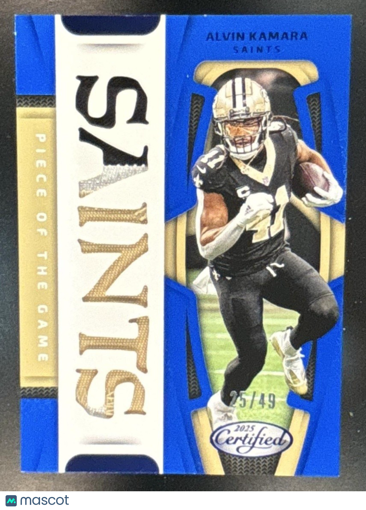 2025 Panini Certified Alvin Kamara Piece of the Game Blue /49 New Orleans Saints - Sports Cards