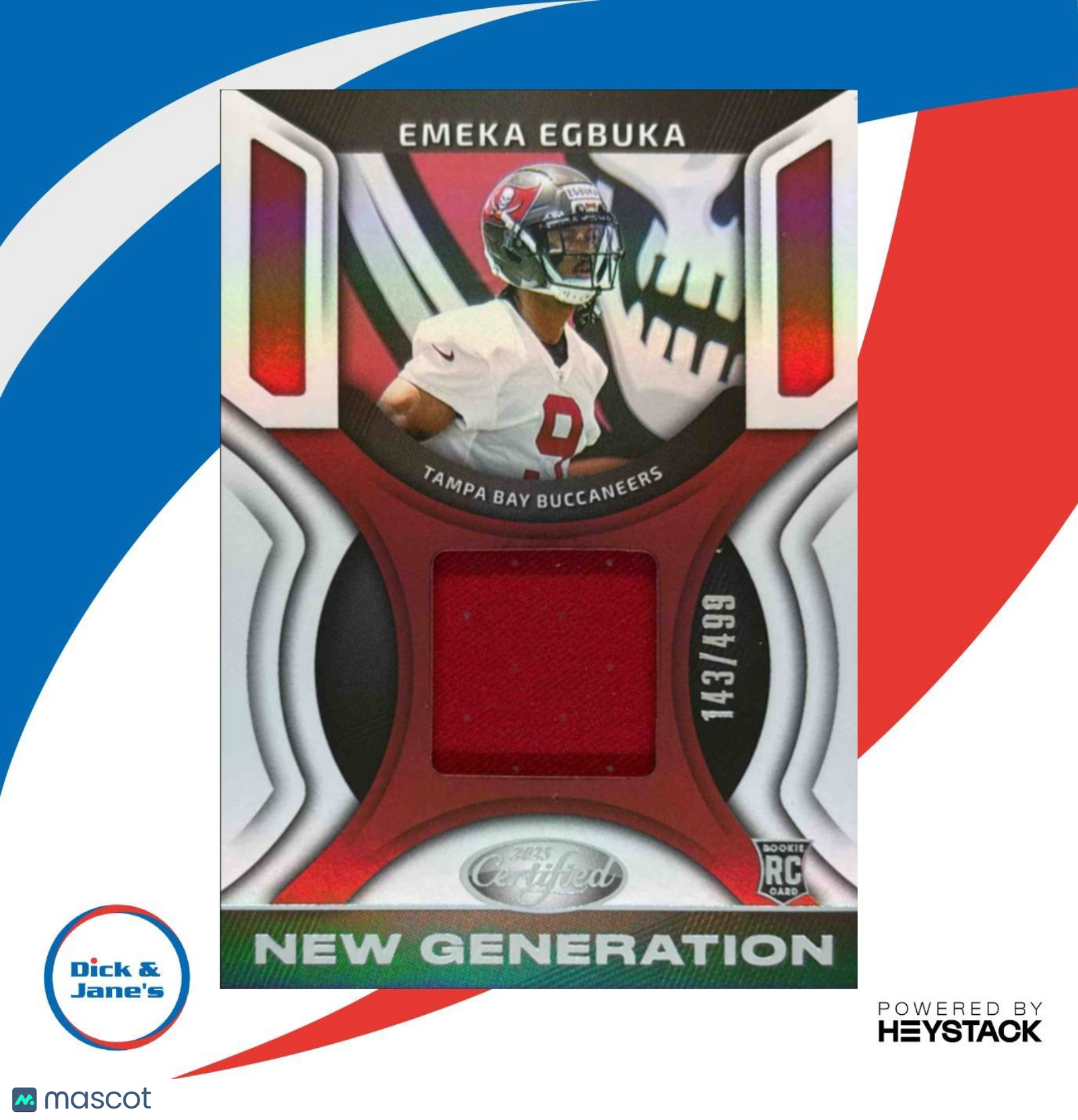 2025 Panini Certified Emeka Egbuka New Generation Jerseys Mirror /499 Buccaneers - Sports Cards