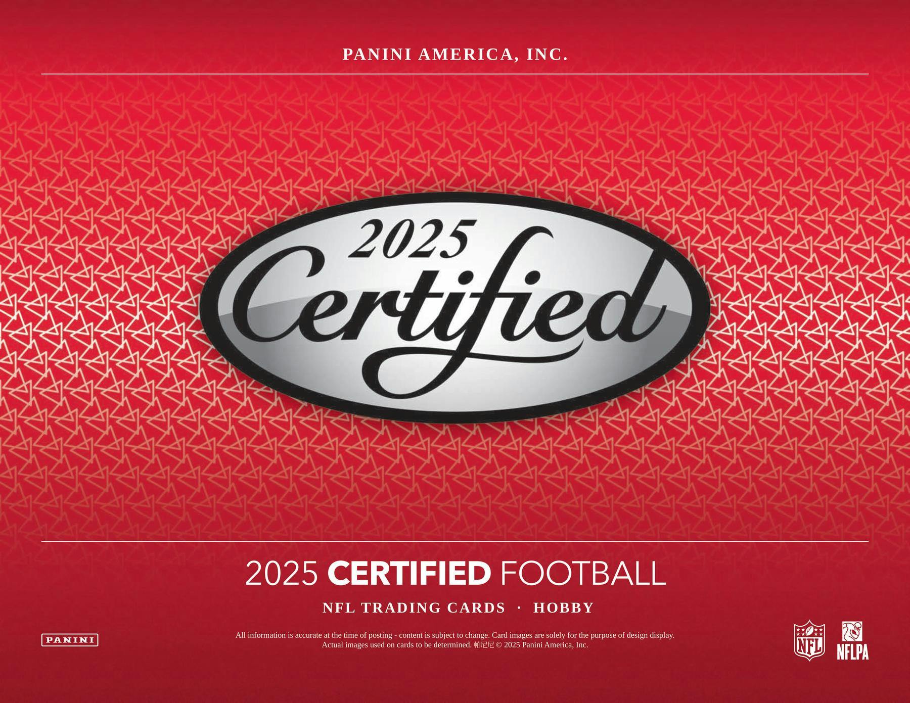 2025 Panini Certified Football Hobby Box (2 Auto / 2 Mem) - NFL Hobby Box