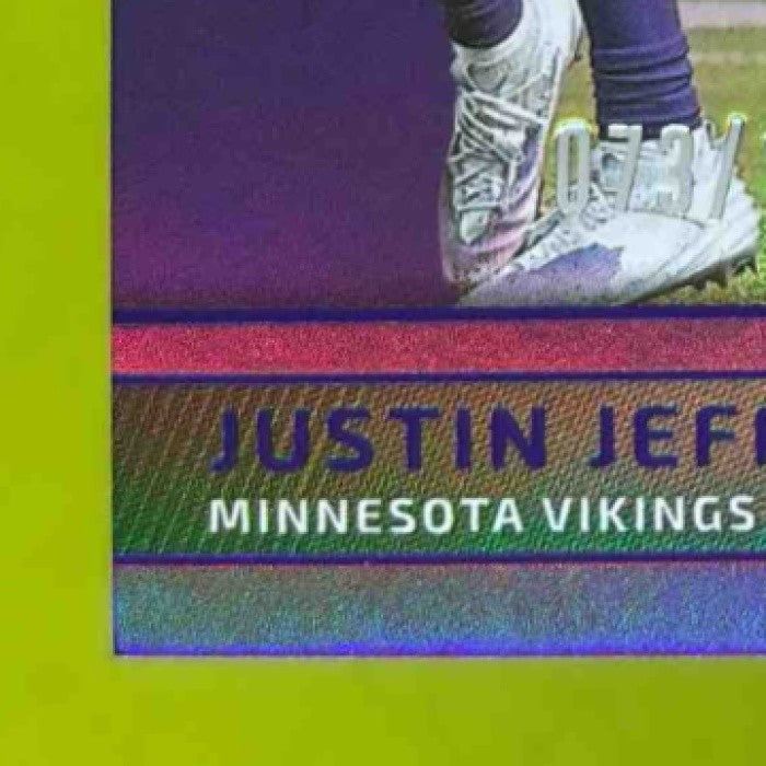 2025 Panini Certified Justin Jefferson Ballers Mirror Purple /149 MEM Vikings - Sports Cards