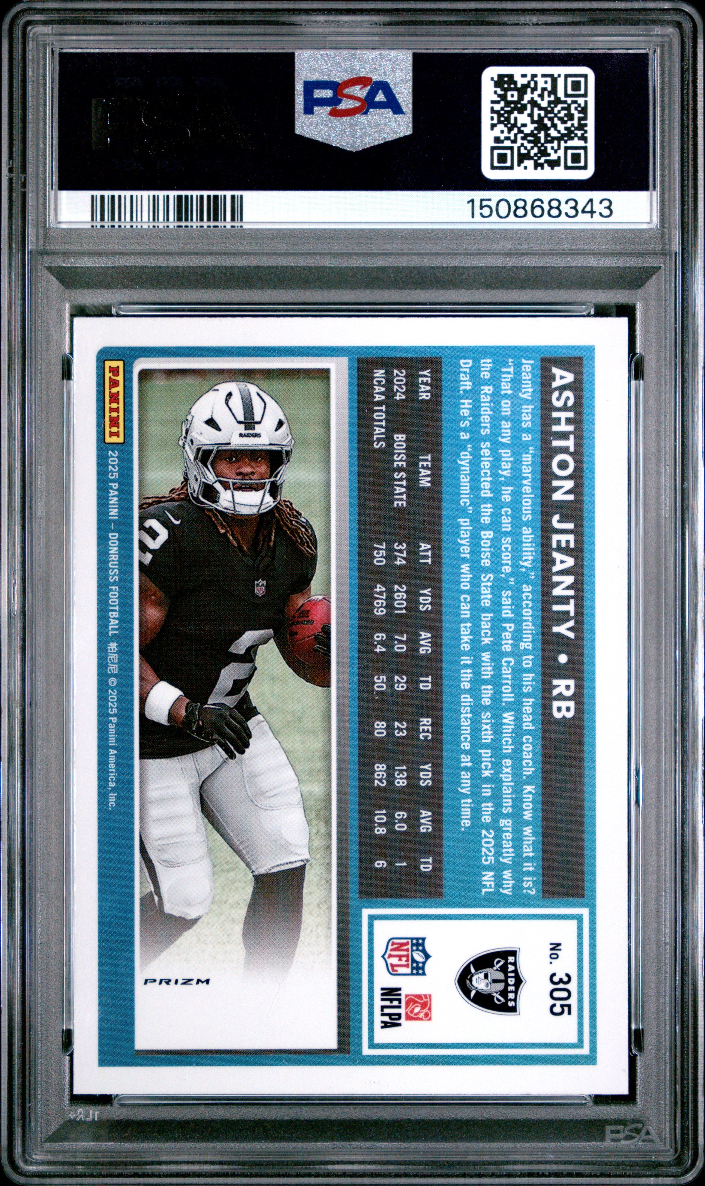 2025 Panini Donruss Ashton Jeanty Optic Preview Red Wave #305 PSA 9 - Graded Sports Cards