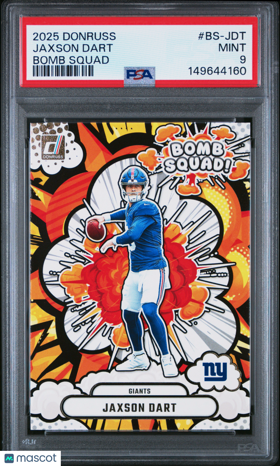 2025 Panini Donruss Bomb Squad Jaxson Dart Rookie #BS-JDT PSA 9 MINT Giants - Graded Sports Cards