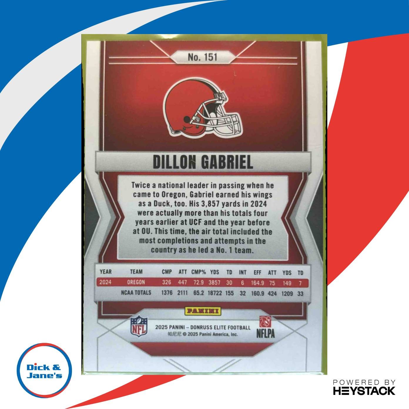 2025 Panini Donruss Elite Dillon Gabriel Rookies 711/999 RC Cleveland Browns - Sports Cards