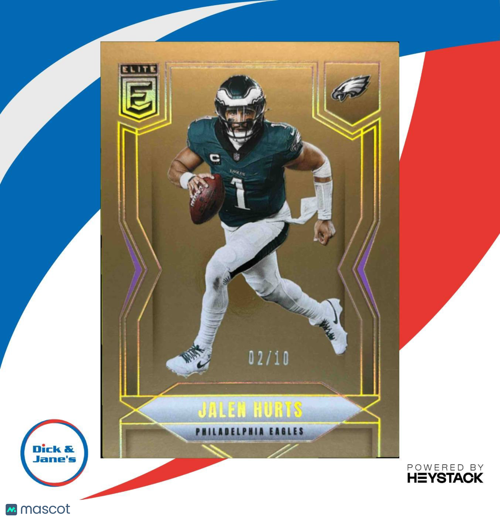 2025 Panini Donruss Elite Jalen Hurts Gold 2/10 #22 Philadelphia Eagles - Sports Cards
