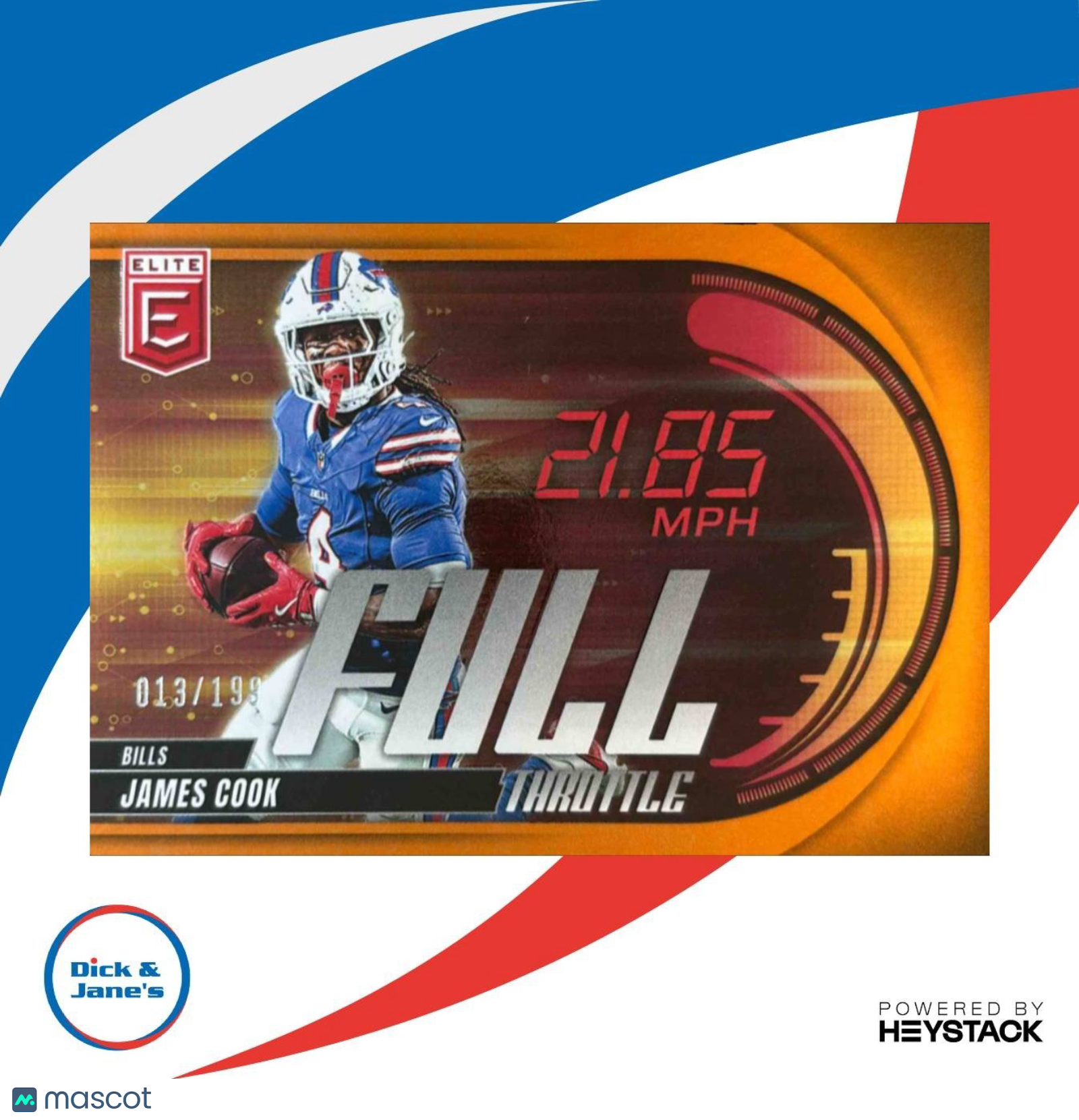 2025 Panini Donruss Elite James Cook Full Throttle Orange /199 #6 Buffalo Bills - Sports Cards