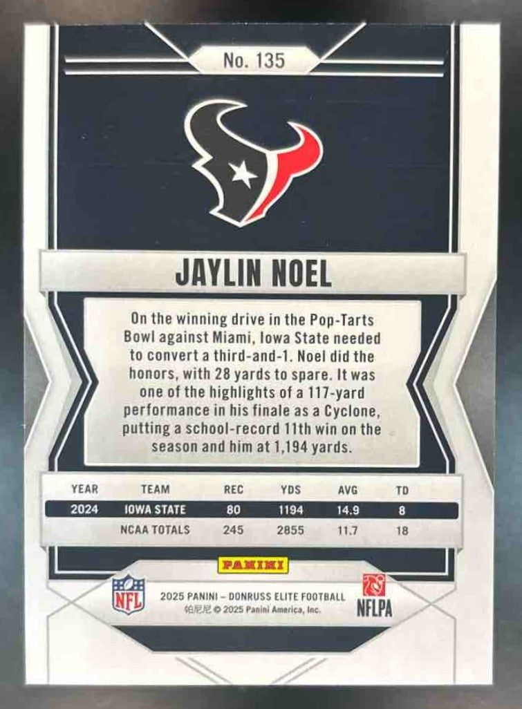 2025 Panini Donruss Elite Jaylin Noel Rookies Orange /199 #135 RC Houston Texans - Sports Cards