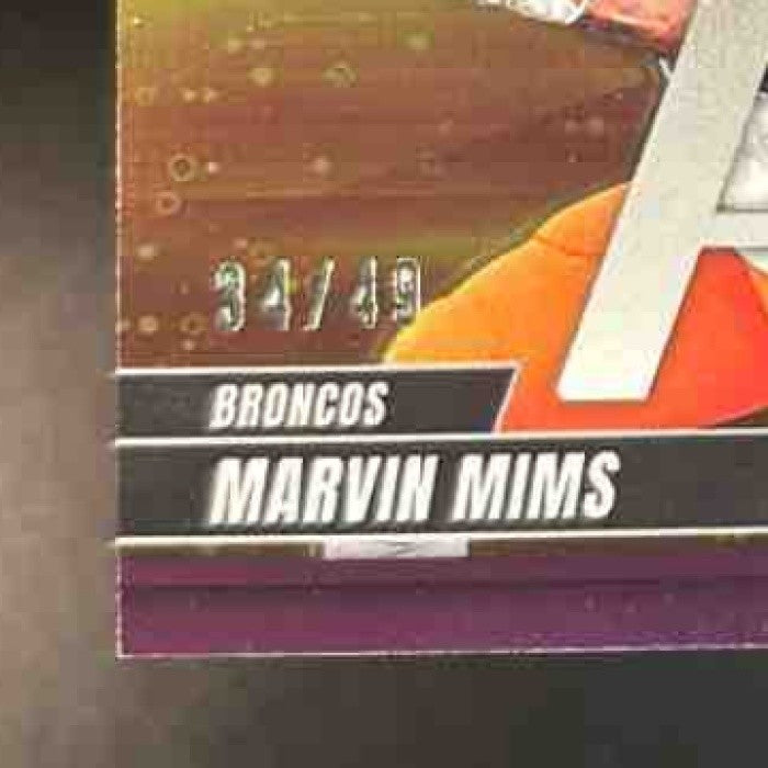 2025 Panini Donruss Elite Marvin Mims Full Throttle Purple /49 #12 Denver Bronco - Sports Cards