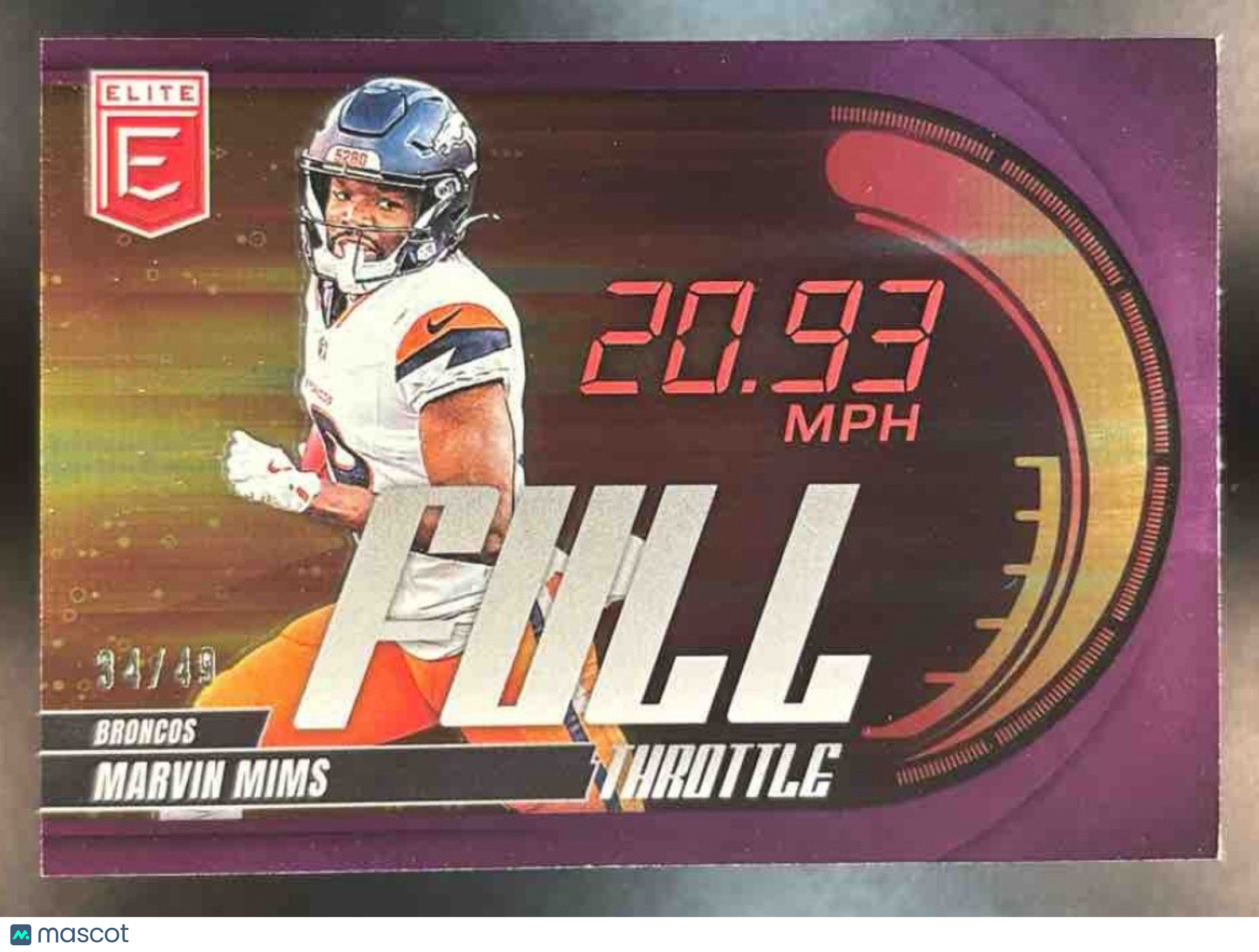2025 Panini Donruss Elite Marvin Mims Full Throttle Purple /49 #12 Denver Bronco - Sports Cards
