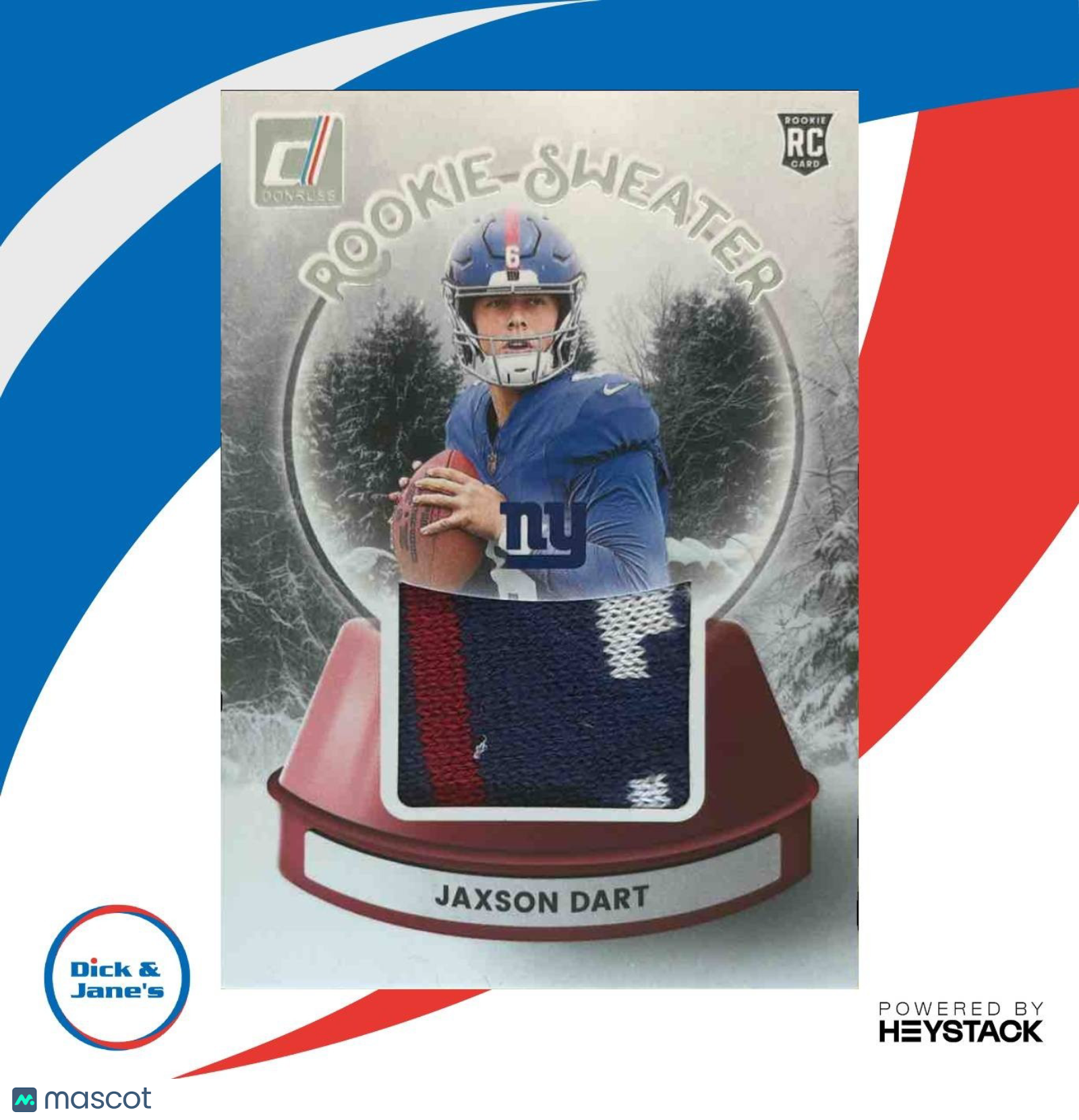 2025 Panini Donruss Jaxson Dart Rookie Holiday Sweater #10 MEM New York Giants - Sports Cards